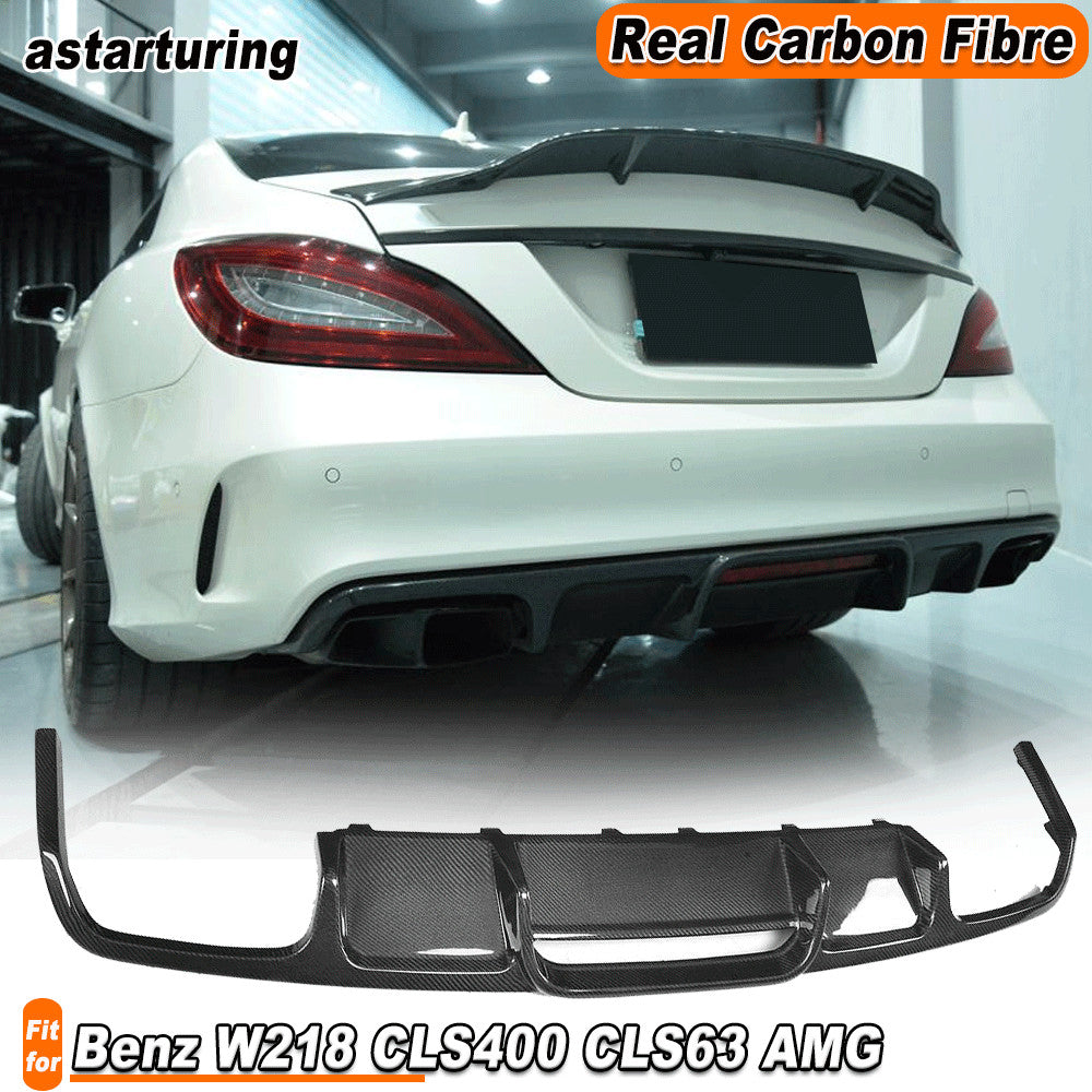 for Benz W218 CLS550 CLS63 2012-18 REAL Carbon Rear Bumper Diffuser Spoiler