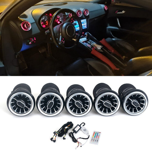 5-piece set of LED front AC air vent sockets and turbine trim for Audi TT 2007-2014