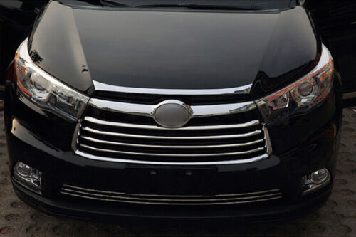 for Toyota Highlander 2014-2019 1pcs Front Engine Hood Grille Chrome Strip Trim