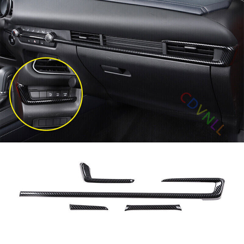 4P for Mazda CX-30 2020-24 ABS Carbon Fiber Central Console Dashboard Strip Trim