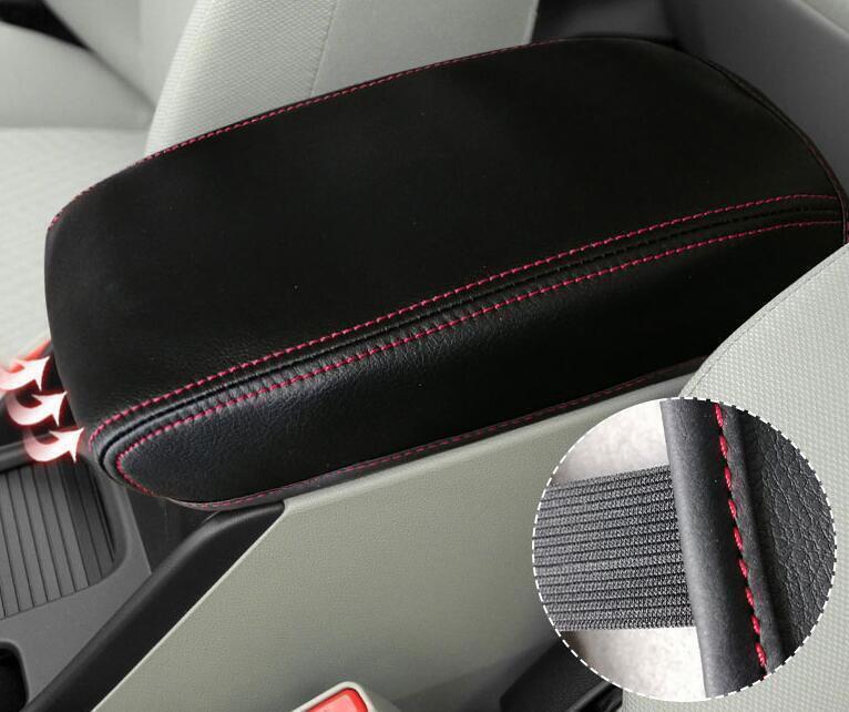 for Honda for Civic 9th 2012-2015 Black Leather Inner Console Armrest Box Cover Trim