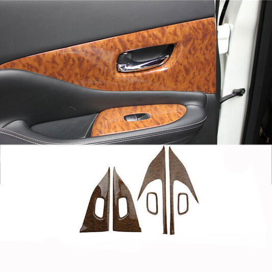 Inner Door Panel Cover Trim 6X Fit for Nissan Murano 15-24 Peach Wood Grain Look