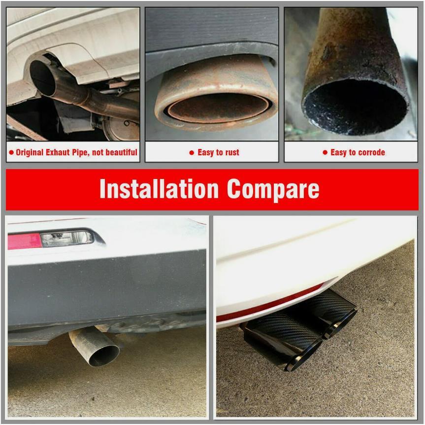 Car Exhaust Tip Dual Pipes End For Akrapovic Real Carbon Fiber ID:2.5 OD:3.5