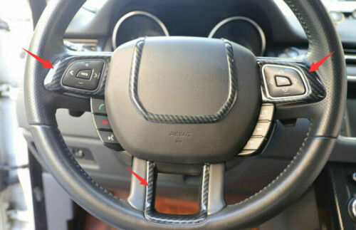Carbon Fiber Car Steering Wheel Button Cover 3X for Range Rover Evoque 2012-2019