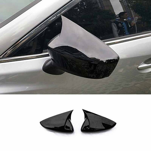 2X Bright Black OX Rearview Mirror Moulding Trim Cover for Mazda 3 Axela 2019-23