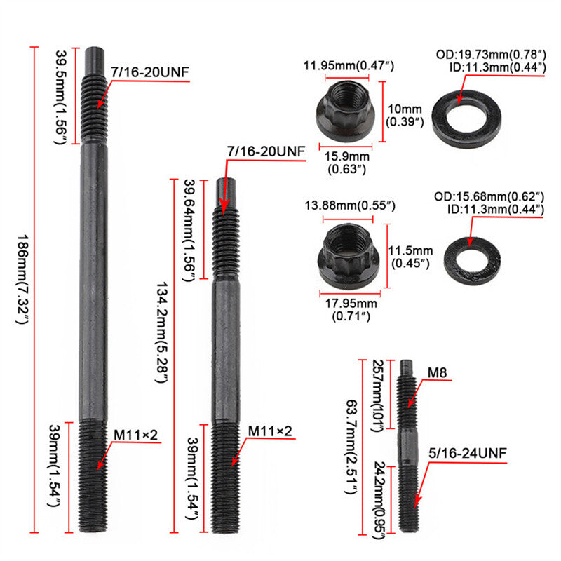 Cylinder Head Stud Bolts Nuts Kit for 97-03 for Chevy LS1 LS2 LS6 LQ9 4.8L 5.3L 5.7L