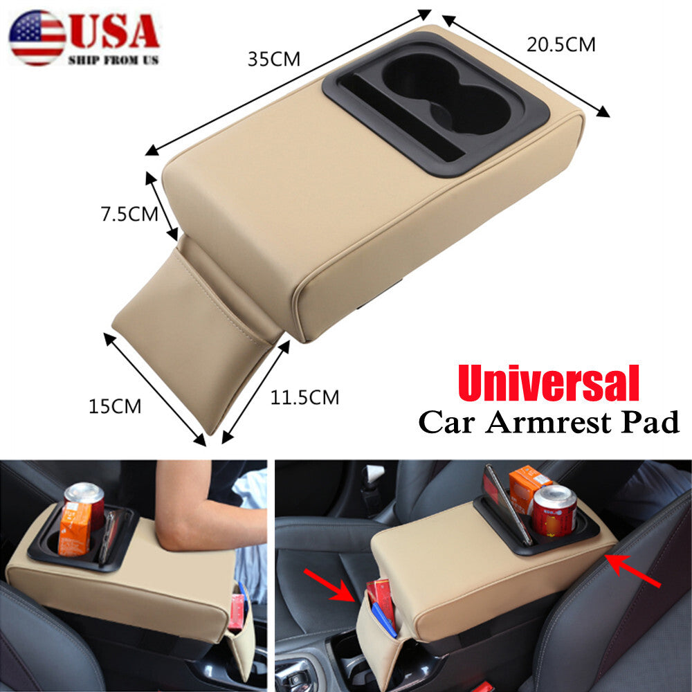 Double cup holder automatic armrest mat center console storage box backrest cushion