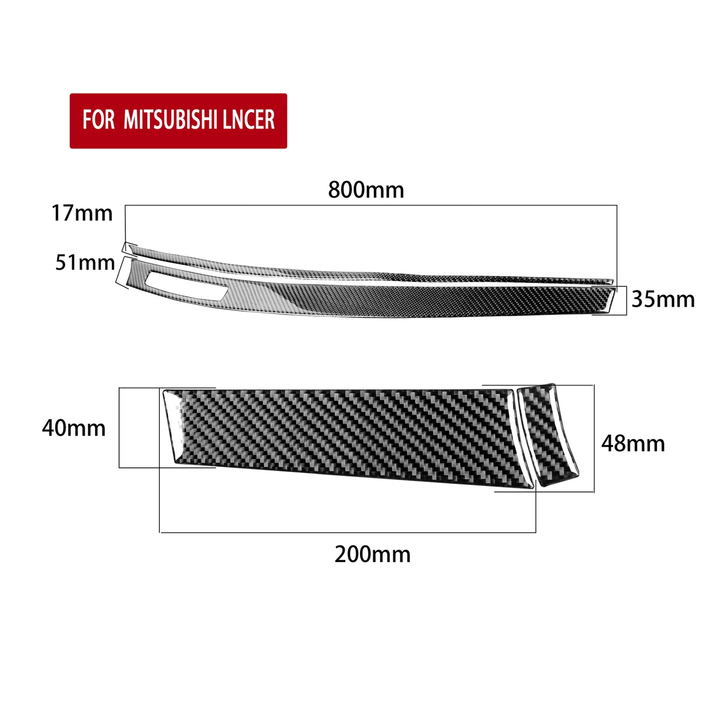 4x Carbon Fiber Inner Dashboard Panel Cover Trim for Mitsubishi Lancer 2008-2015