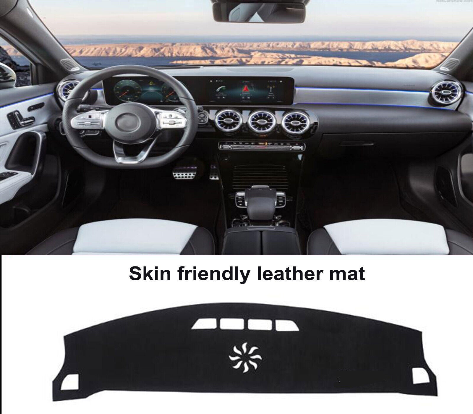 PU leather Dashboard Dash Mat Non-slip DashMat for Mercedes-Benz A-Class 2019-23