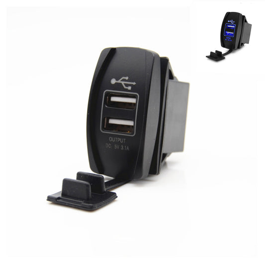 12V 3.1A Motorcycle Car Boat Blue LED Dual USB Power Charger Port Socket Plug