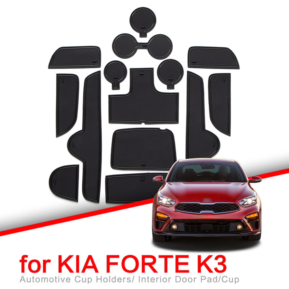 for KIA Forte K3 Cerato 2019 2020 Gate Slot Cup Pad Accessories Door Mats BLACK