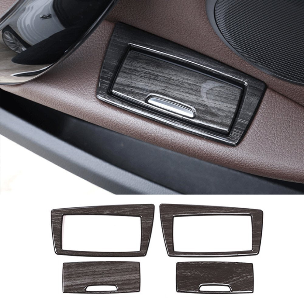 Rear Door Ashtray Panel Decor Trim for BMW X1 F48 2016-2021 ABS Black Wood Grain