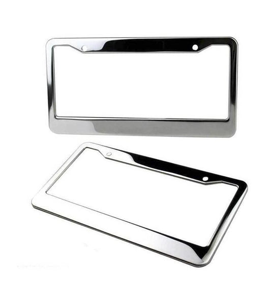 2-piece car license plate frame cover cap rear boot chrome plating for Mitsubishi