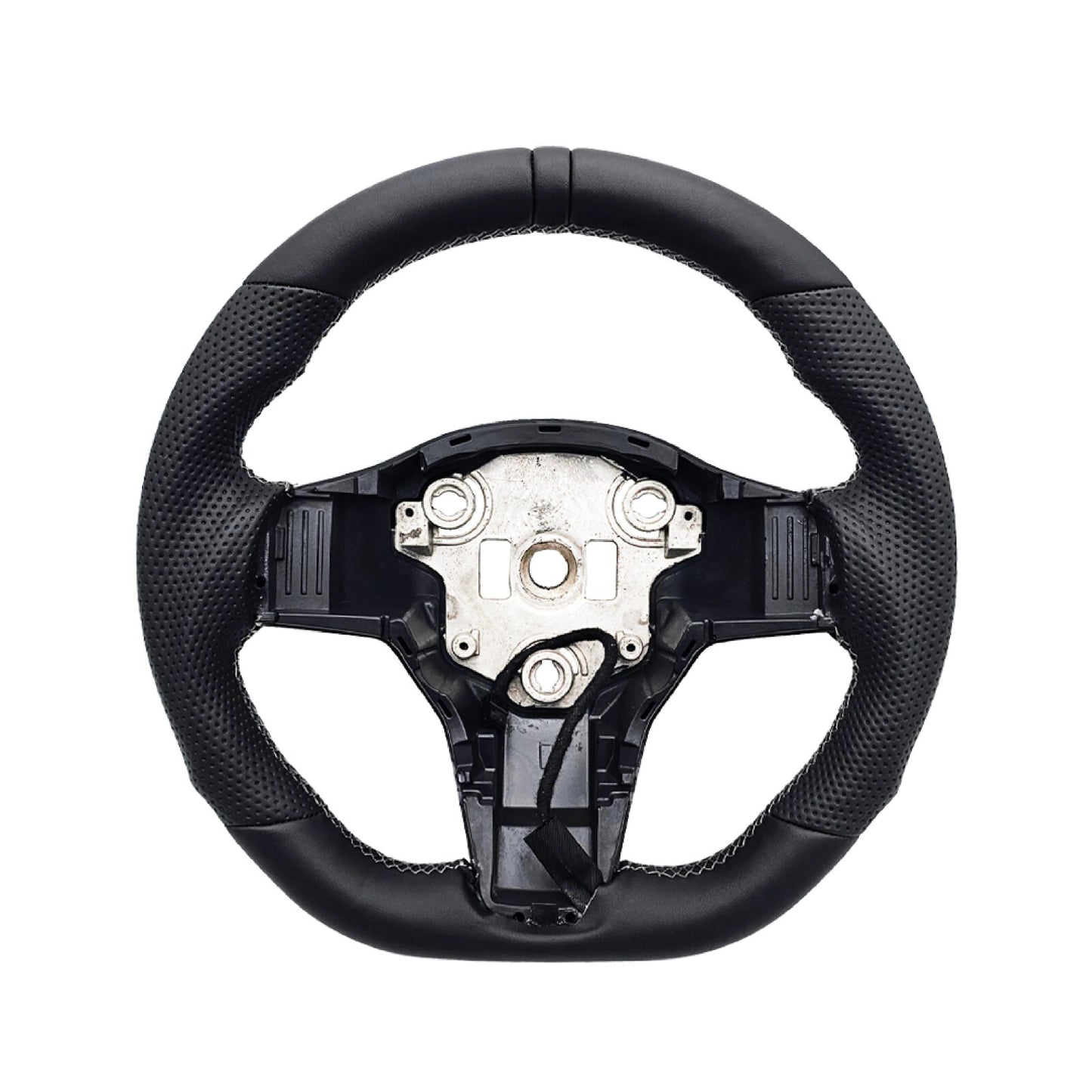 Black ring sports leather steering wheel for Tesla Model 3 for Model Y , heated.