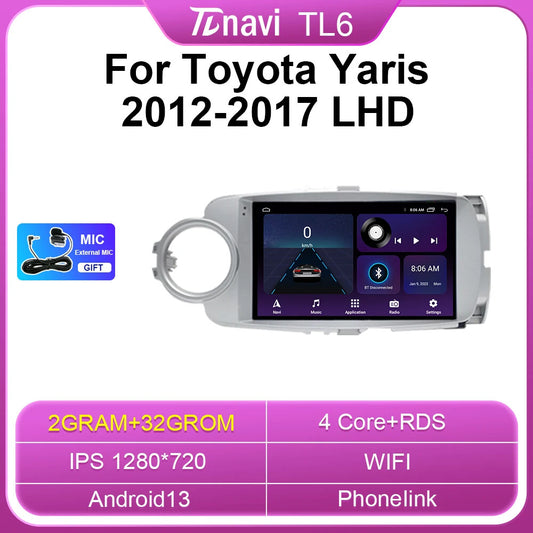 for Toyota Yaris 12-17 Car Radio Android GPS Navigation Multimedia Player Stereo
