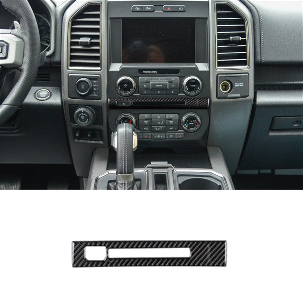 Carbon fiber interior CD player cover decal for Ford F-150 2015 - 2020