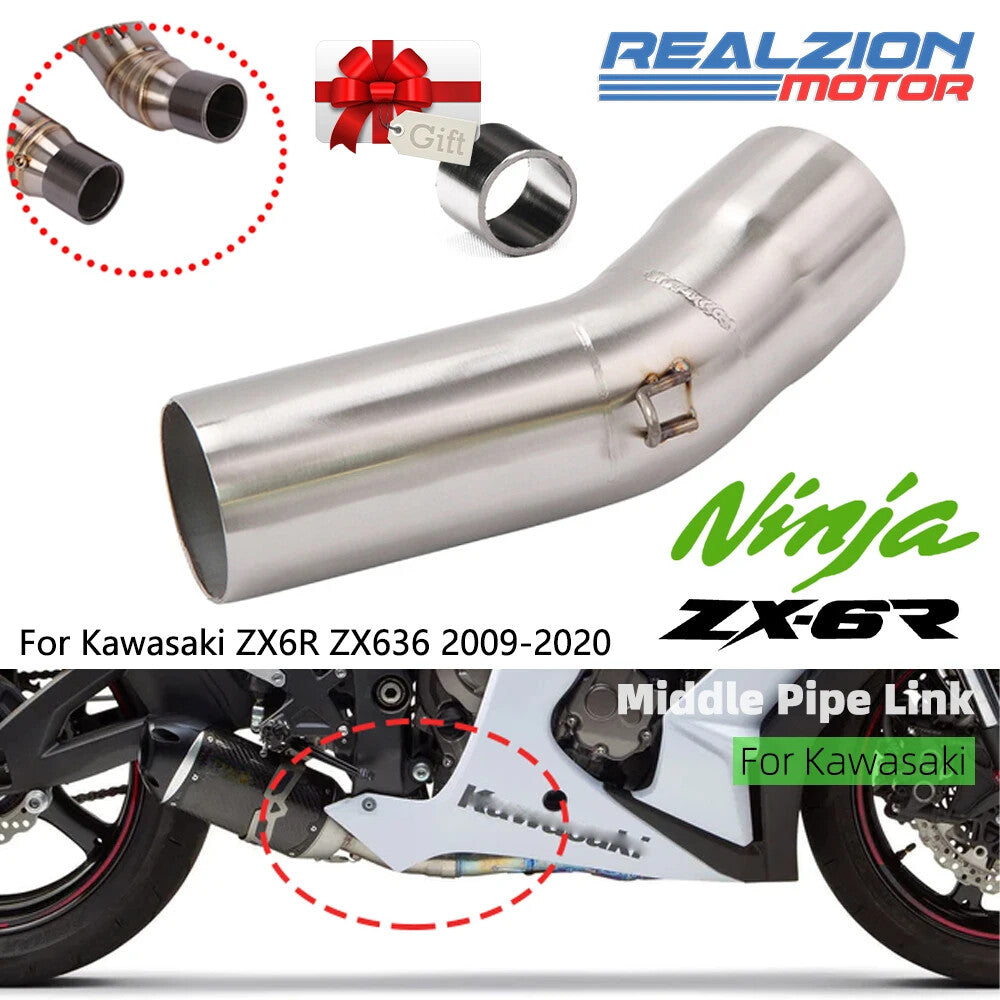 Middle Pipe Tube Exhaust Connector for Kawasaki ZX6R ZX636 2009-2020 Exhaust Muffler
