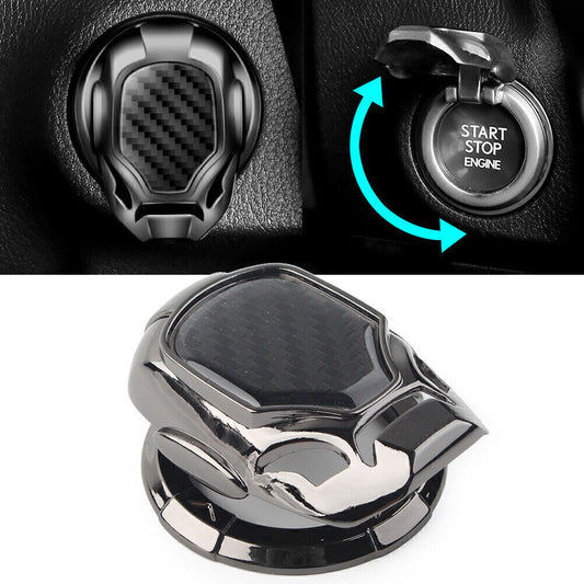 Ignition Engine Decor Ring Trim Cover Cap Start Stop Button Black Universal