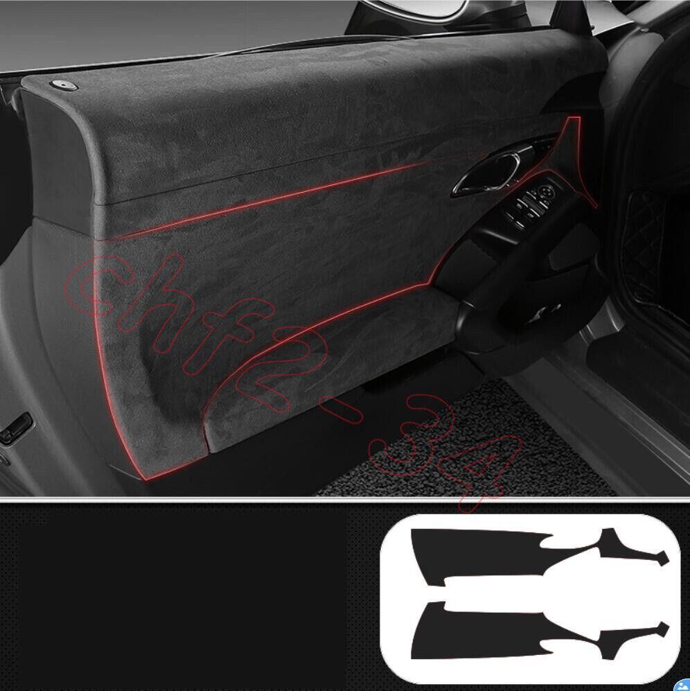 for Porsche 718 Cayman BlackRed Suede Inner Door Panel Armrest Cover
