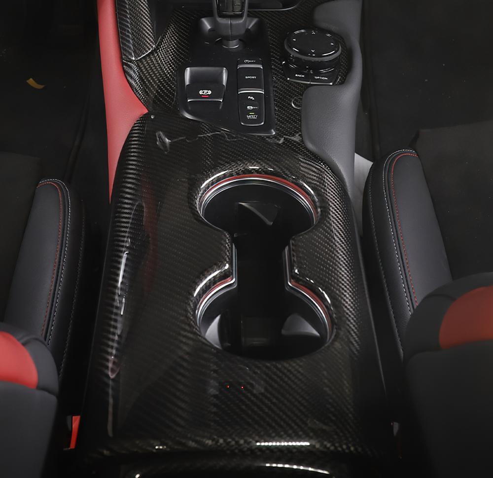for Toyota Supra 2019-2023 Black Carbon Console Armrest Cup Holder Cover Trim