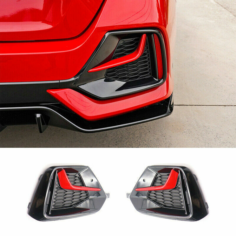 for Honda for Civic Hatchback 2020-21 BlackRed ABS Rear Fog Light Frame Cover Trim