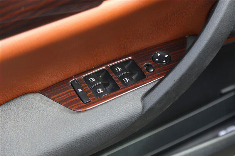 Fit for BMW X1 2013-2015 Wood Grain Inner Door Window Lift Switch Cover Trim 4P