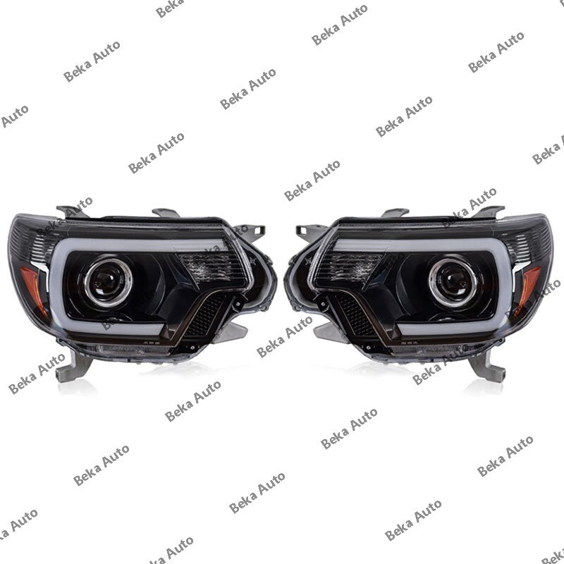 Suitable for 2012-2015 Fit for Toyota Tacoma [LED C-shaped light bar] Black front headlights
