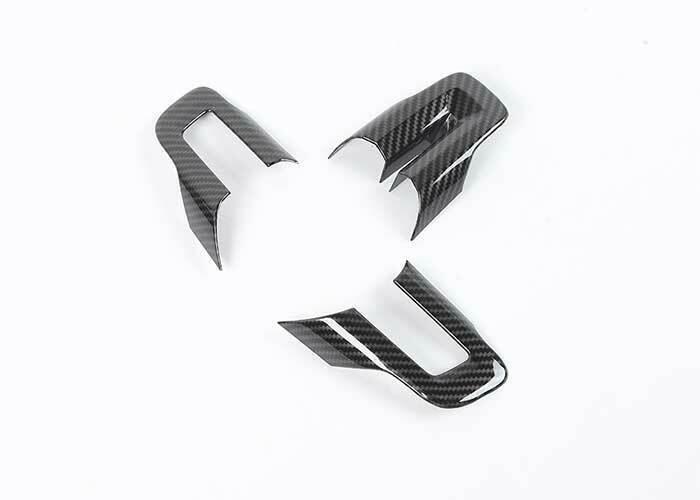 for Ford for Mustang 2015-2022 Carbon Fiber Interior Steering Wheel Button Frame 3PC