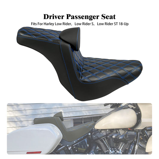 Driver Passenger Gel for Seat Blue Line w/ Backrest for Harley Low Rider 2018-2024