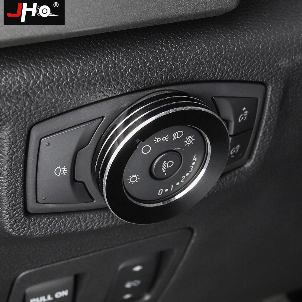 Car Headlight Lamp Switch Button Knob Decor Ring Cover Trim for Ford F150 2017+