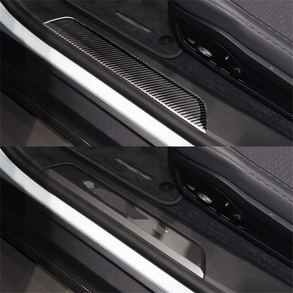 Carbon Fiber Inner Door Sill Guards Scuff Panel Cover for Porsche Taycan 2019-22