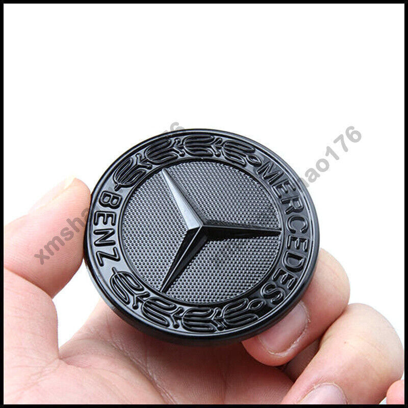 For MB S Class W221 W222 2007-2018 57mm Front Hood Emblem GLOSS BLACK Star