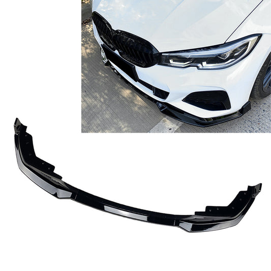 for BMW 3 Series G20 M Pack 2019-22 Front Bumper Lip Spoiler Splitters ABS Black