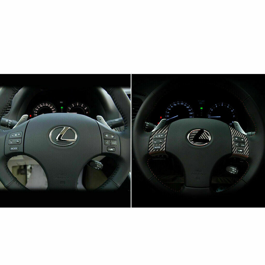 for LEXUS IS250 300 350 2006-2012 Carbon Fiber Steering Wheel Button Cover Trim