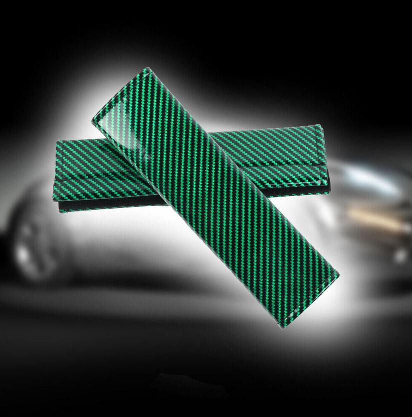 2-Piece Car Seatbelt Covers & Shoulder Belt Pads - Green Carbon for Honda for Acura