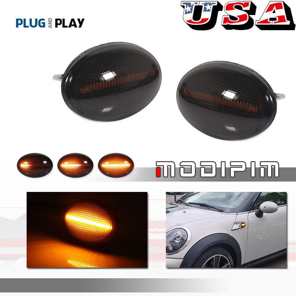 Sequential LED side marker lights for Mini Cooper S R55 R56 R57 R58 R59 smoke lenses