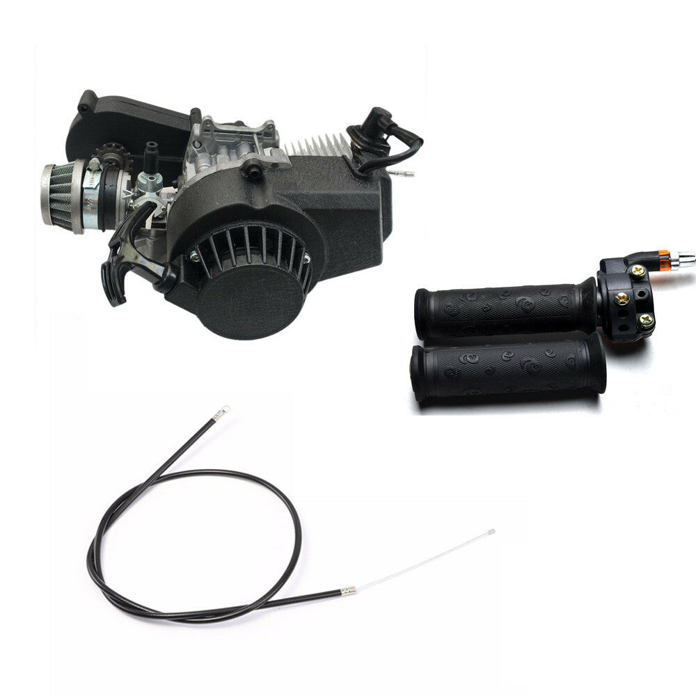 Racing 2-stroke motor, 50cc/49cc engine with gearbox, suitable for mini off-road pocket bikes and all-terrain vehicles.
