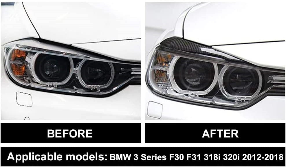 for BMW 3 Series F30 F31 2012-18 Gloss Black Headlight Eyebrow Eyelid Cover Trim