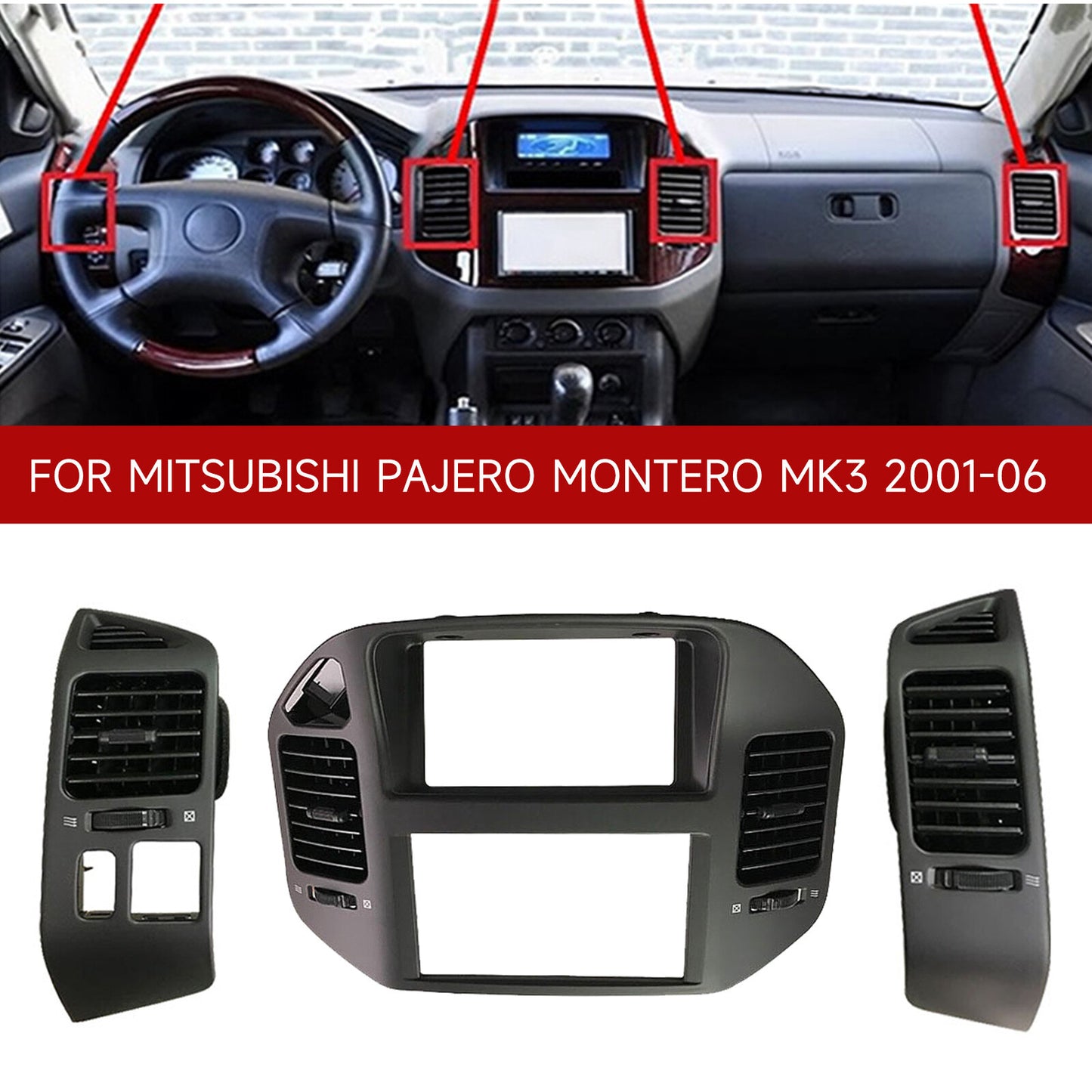 Suitable for 2001-06 for Mitsubishi Pajero Montero MK3 front dashboard center air vent (3 pieces)