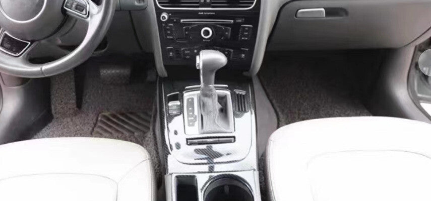 Console Gear Shift Water Cup Panel Trim Fit for Audi A5 2008-2016 Carbon Fiber