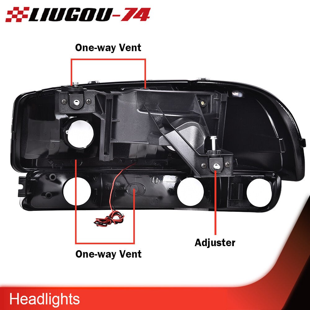 Suitable for 1999-2007 for GMC for Sierra for Yukon LED DRL headlights with turn signals, black/clear.