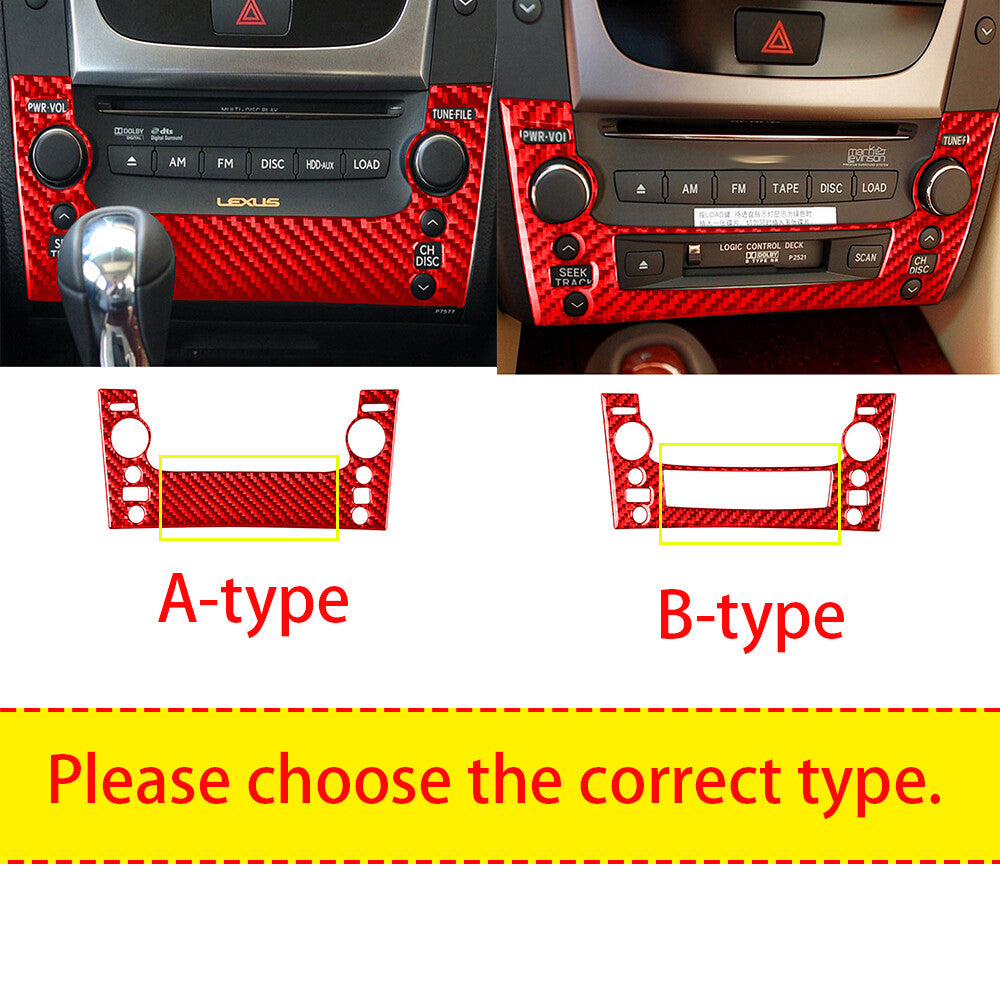 Red Carbon Fiber Inner CD Panel Switch Button Panel Trim For Luxus GS 2006-2011