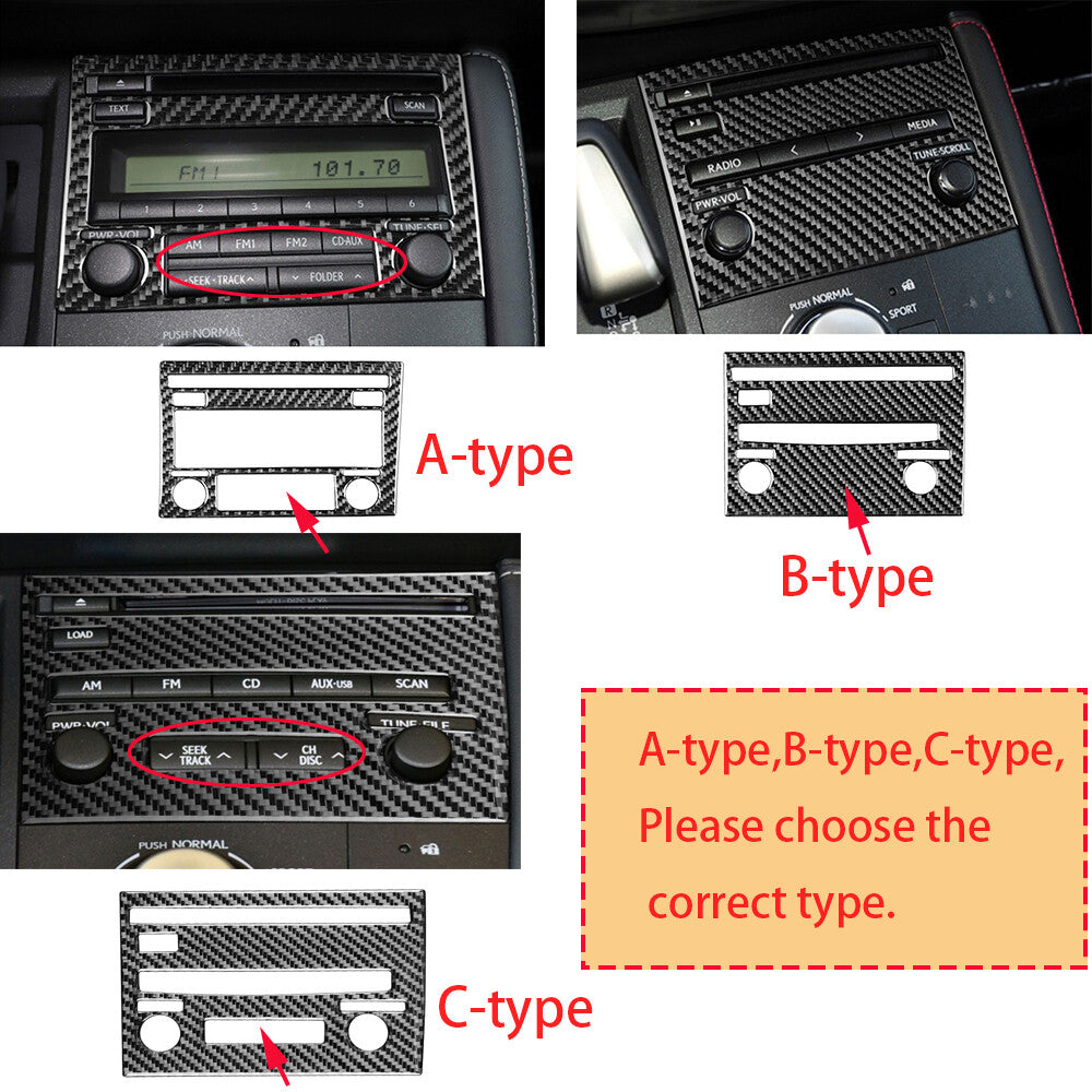 Carbon Fiber RHD Central Control CD Switch Panel Trim for Lexus CT200h 2011-2017