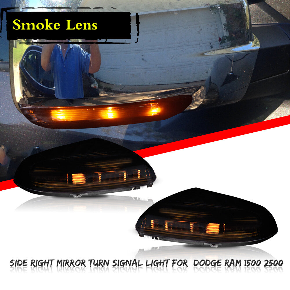 Smoke-activated LED mirror indicator light suitable for Dodge for Ram 1500 (09-14) 2500 (10-14)