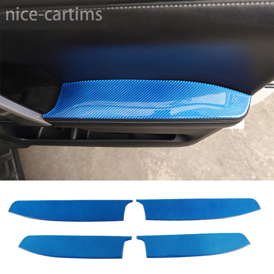 Blue Carbon Fiber Door Armrest Panel Decorative Cover For Toyot@ 4Runner 2010-23