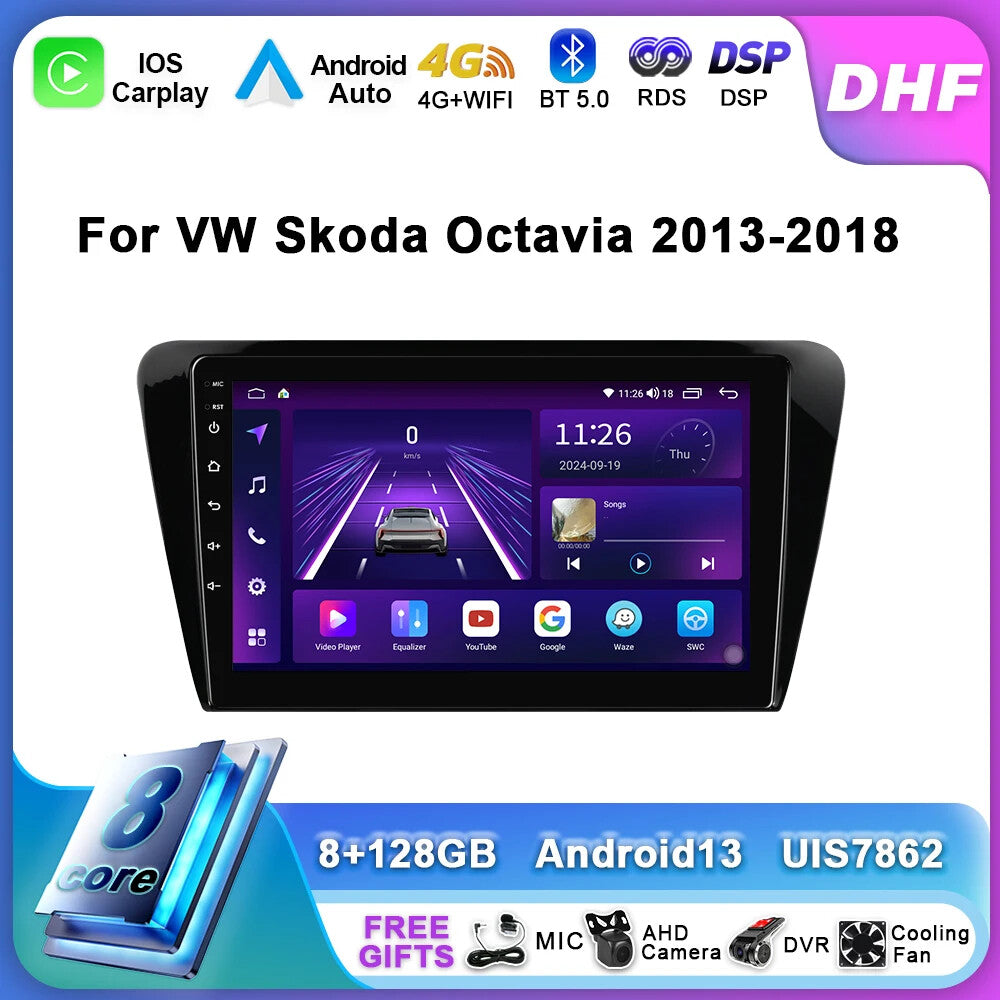 for Volkswagen for Skoda Octavia 3 2013-2018 Car Radio Carplay Player Screen GPS