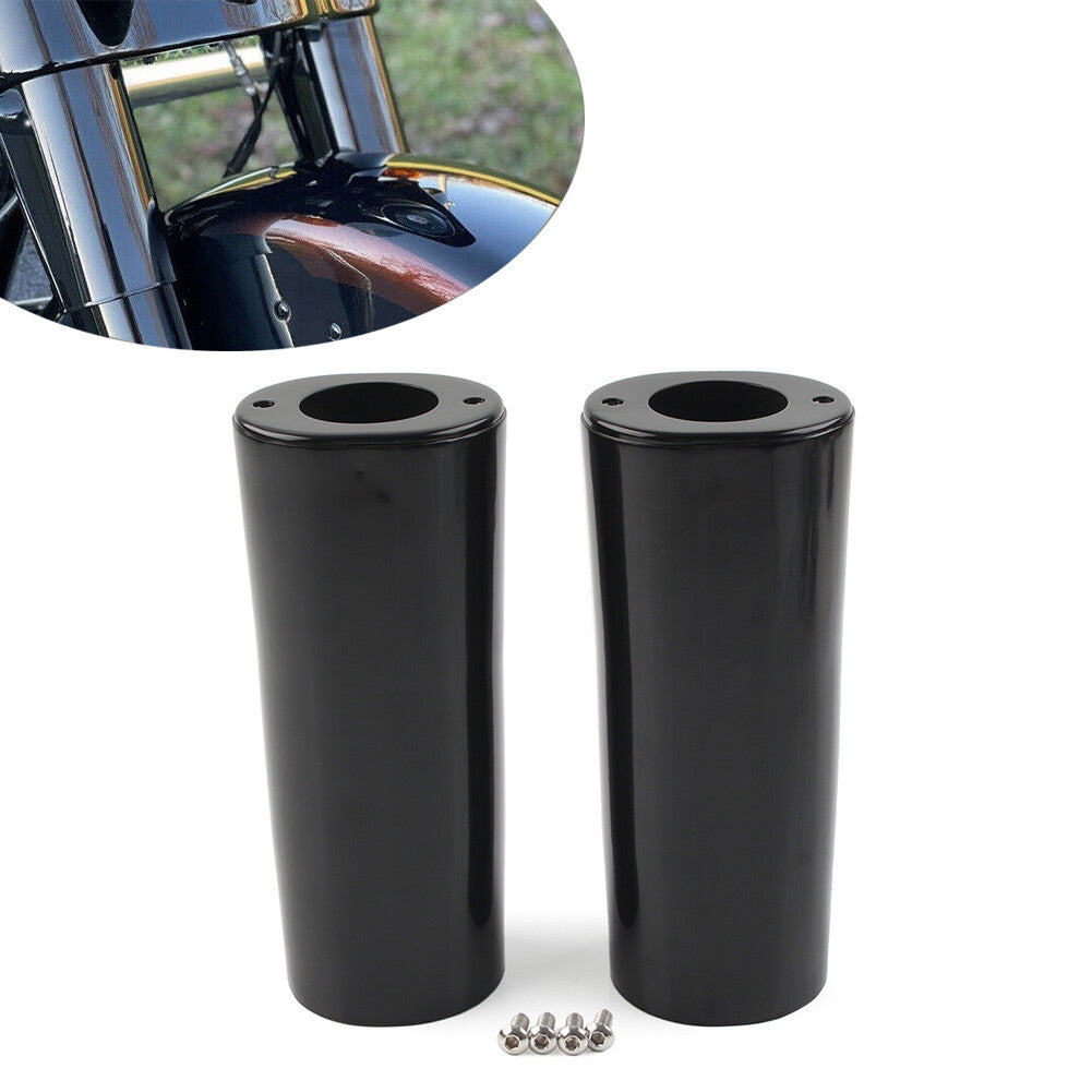 2 Extended Fork Slider Covers Fit for Harley Street Glide Road King Softail Black