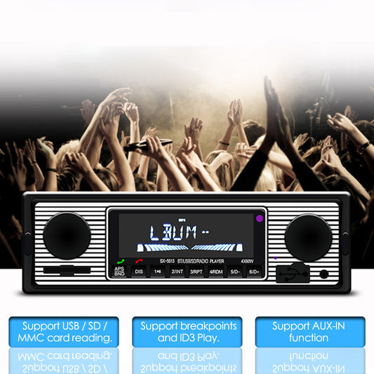1DIN 4-Channel Wireless Bluetooth In-Dash Car FM Radio Stereo Player USB Charger