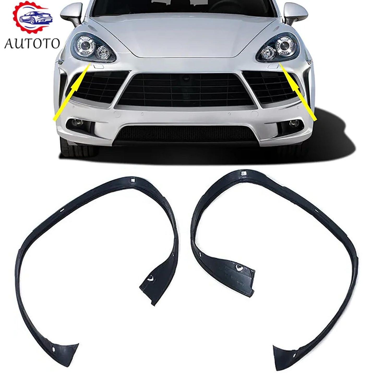 1Pair for Porsche for Cayenne Rubber Sealing Trim Headlamp Decorative Strip 2011-14