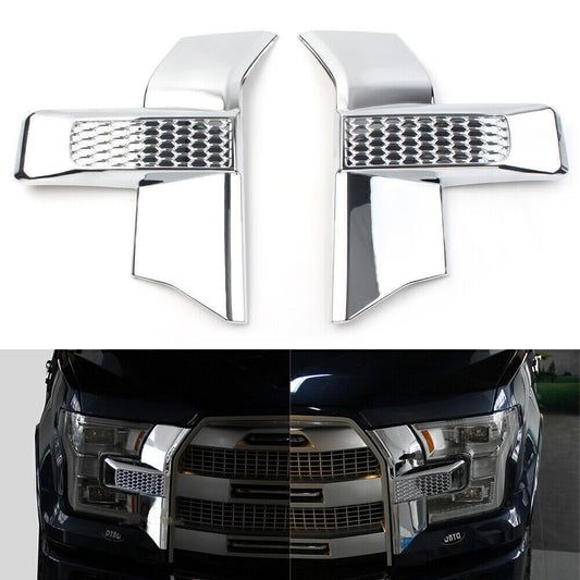 2PCS Front Bumper Headlight  Grille Chrome Cover Trim Fit for Ford F150 T 2015-2017